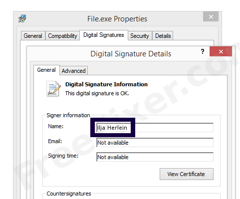 Screenshot of the Ilja Herlein certificate